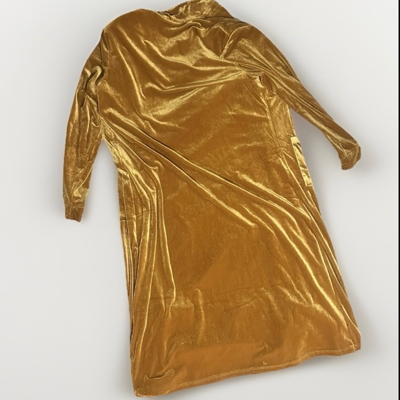 Gold Velvet Boho Maxi Long Blazer Coat - Picture 3 of 4